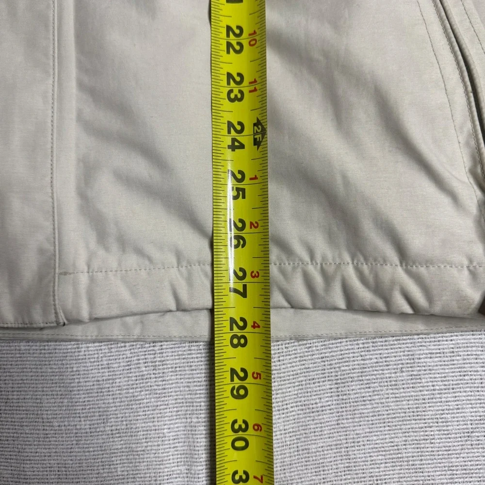 The North Face HyVent Parka Jacket Men L Cream Black Hooded Colorblock